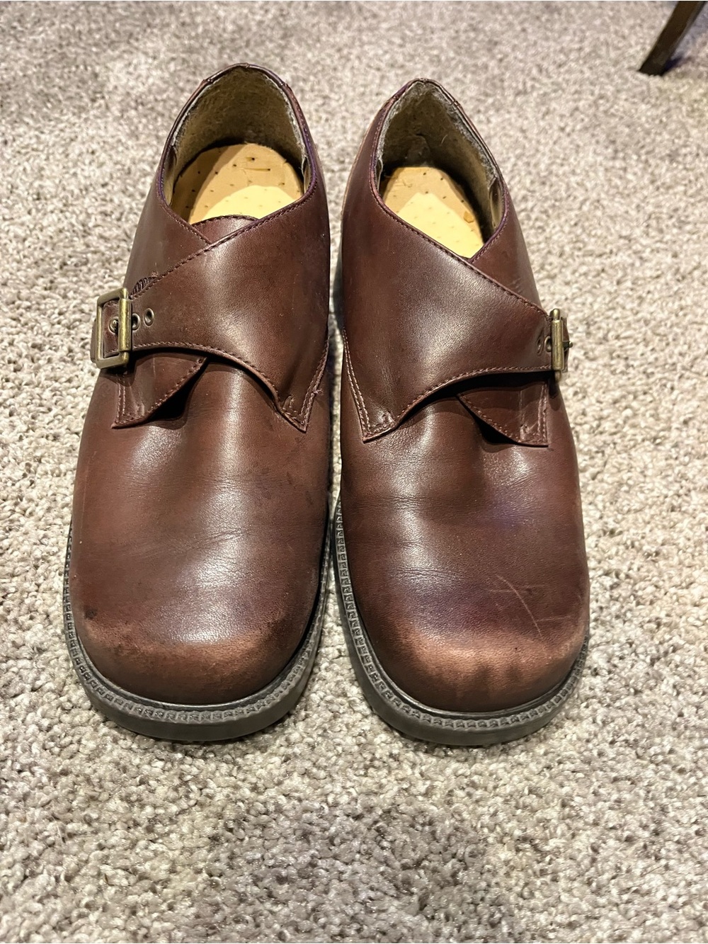 Women's Brown Leather Ankle Booties with Buckle